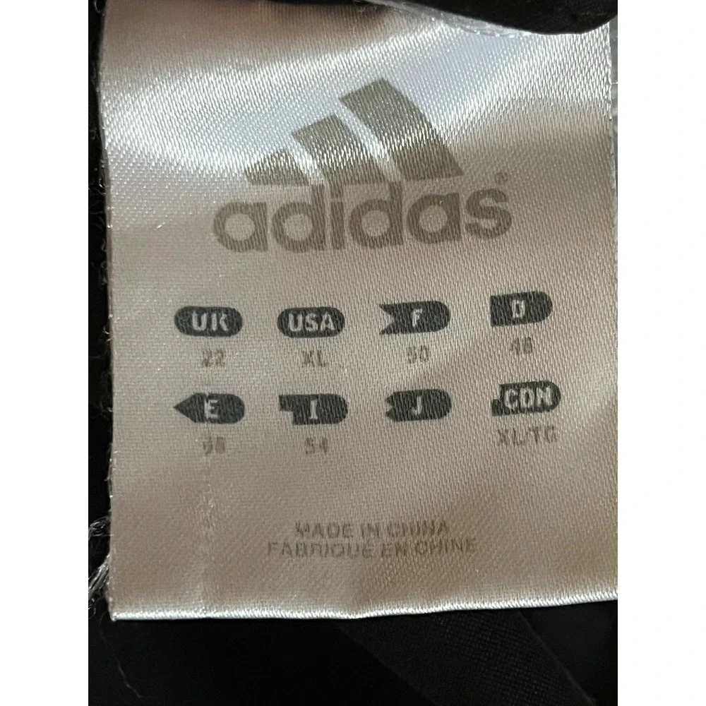 Adidas Track Jacket Womens XL Black White Full Zip 3-Stripe Lightweight Athletic